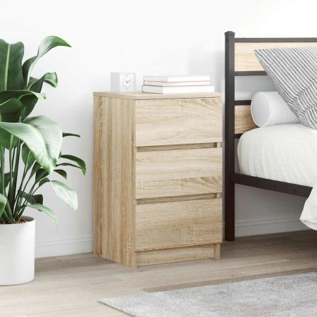 Noptiere cu 3 sertare 2 buc Stejar Sonoma 39x35x65 cm