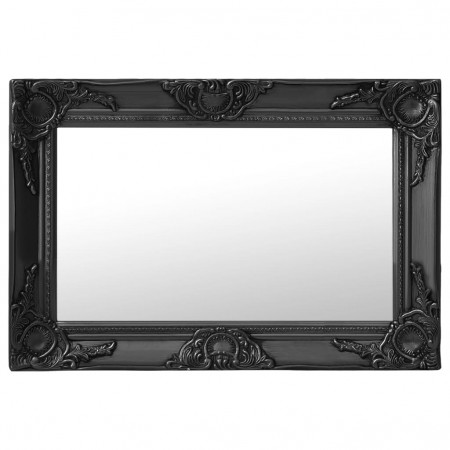 Oglindă de perete în stil baroc, negru, 60 x 40 cm - Img 1