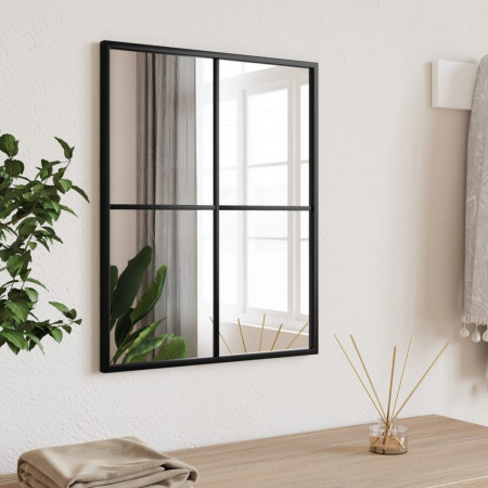 Oglindă de perete, negru, 40x50 cm, dreptunghiulară, fier