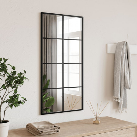 Oglindă de perete, negru, 40x80 cm, dreptunghiulară, fier