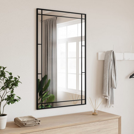 Oglindă de perete, negru, 60x100 cm, dreptunghiulară, fier