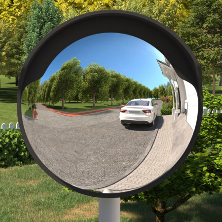 Oglindă de trafic convexă exterior, negru, Ø60 cm, policarbonat - Img 1