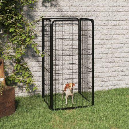 Padoc pentru câini cu 4 panouri, negru, 50x100 cm, oțel
