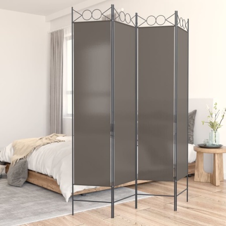 Paravan de cameră cu 4 panouri, antracit, 160x200 cm, textil