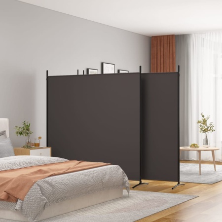 Paravan de cameră cu 4 panouri, maro, 698x180 cm, textil
