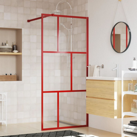 Paravan duș walk-in, roșu, 80x195 cm, sticlă ESG transparentă