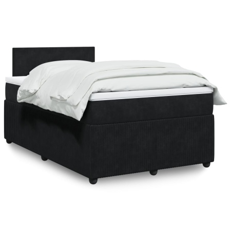 Pat box spring cu saltea, negru, 120x200 cm, catifea