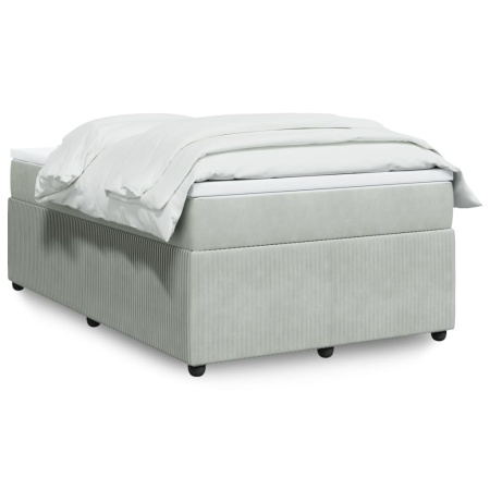 Pat continental cu saltea, gri deschis, 120x200 cm, catifea