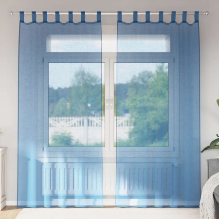 Perdele Voile cu buzunare pentru bare 2 buc Albastru regal