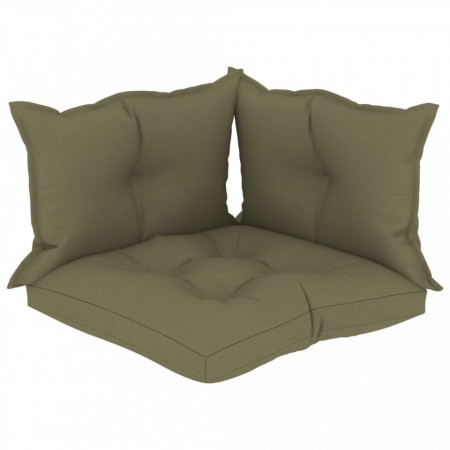Perne de canapea din paleți, 3 buc., bej, material textil - Img 1