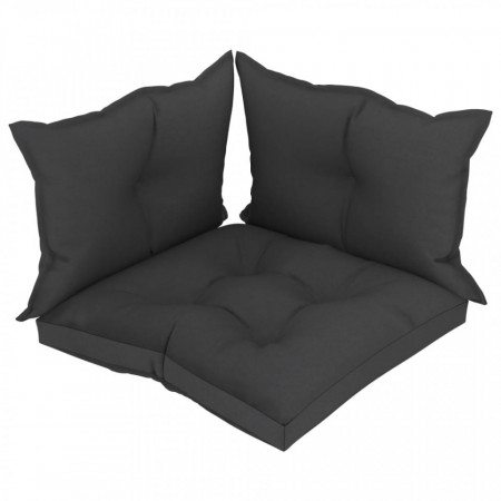 Perne de canapea din paleți, 3 buc., negru, material textil - Img 1