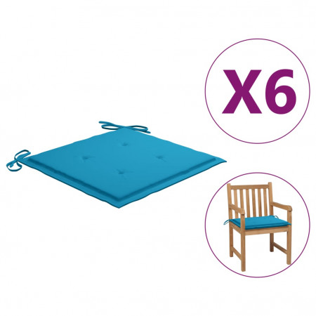 Perne scaun de grădină, 6 buc., albastru, 50x50x4 cm, textil