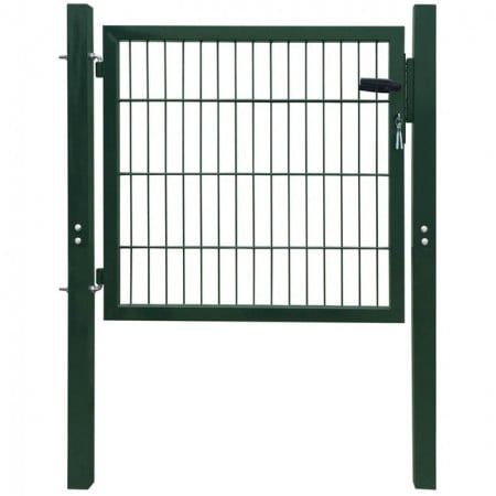 Poartă de gard, verde, 103 x 150 cm, oțel - Img 1