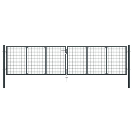 Poartă de grădină din plasă, gri, 400 x 150 cm, oțel galvanizat