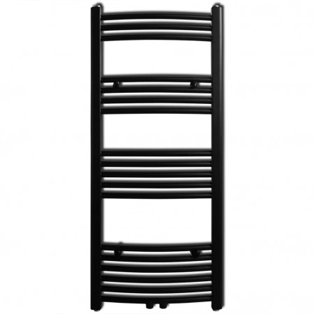 Radiator port-prosop încălzire centrală, curbat, negru, 500 x 1160 mm