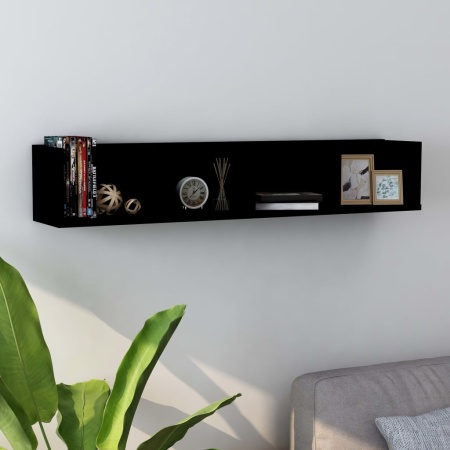 Raft de perete pentru CD-uri negru 100x18x18 cm lemn prelucrat