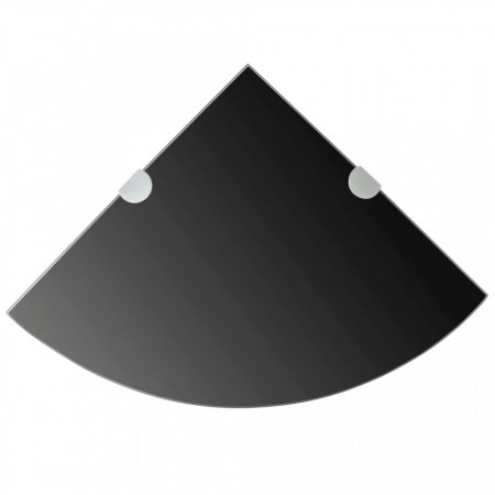 Rafturi de colț cu suporturi crom 2 buc. negru 35x35 cm sticlă - Img 1