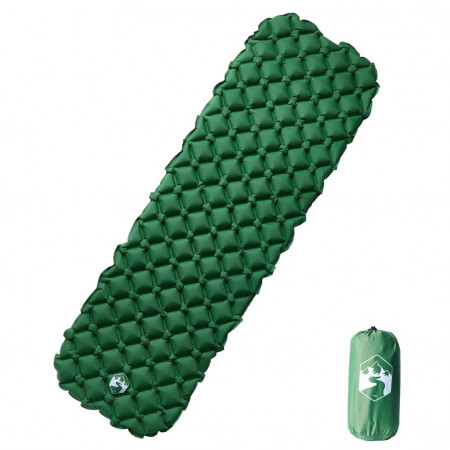 Saltea de camping gonflabilă, verde, 190x58x6 cm
