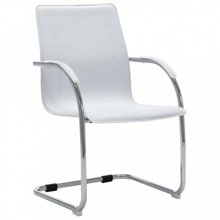 Scaun de birou tip consolă, alb, piele ecologică - Img 1