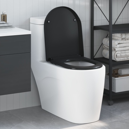 Scaun de toaletă cu prindere rapidă cu închidere lentă Duroplast Negru