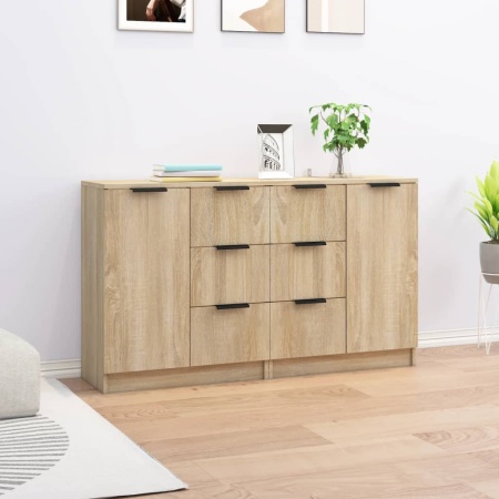 Servante, 2 buc., stejar sonoma, 60x30x70 cm, lemn prelucrat