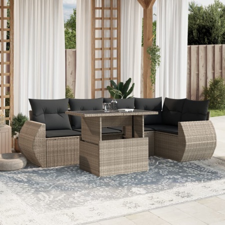 Set canapele de grădină cu perne, 7piese gri deschis poliratan