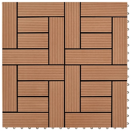 Set de 11 bucăți de plăci 30 x 30 cm din WPC 1 mp, maro