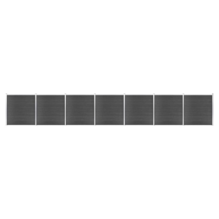 Set de panouri de gard, negru, 1218x186 cm, WPC