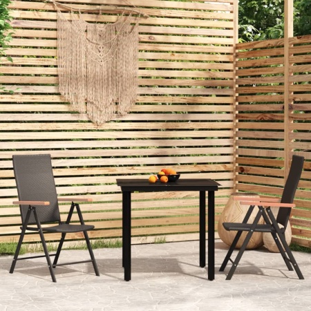 Set mobilier de grădină, 3 piese, negru