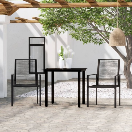 Set mobilier de grădină, 3 piese, negru