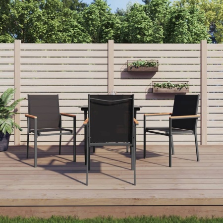 Set mobilier de grădină, 5 piese, negru, textilenă și oțel - Img 1
