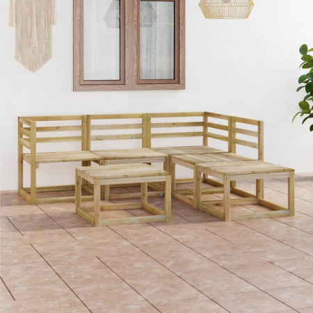 Set mobilier de grădină, 6 piese, lemn de pin verde tratat - Img 1