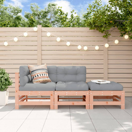 Set mobilier de grădină cu perne, 3 piese, lemn masiv douglas