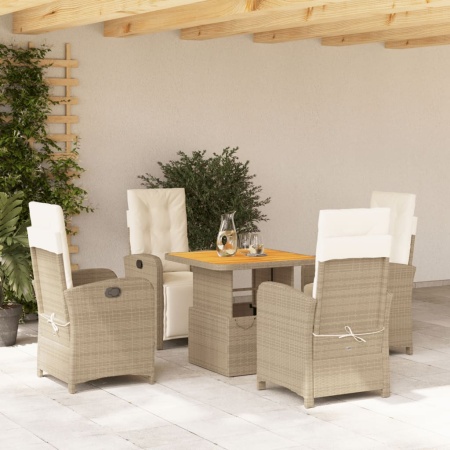 Set mobilier de grădină cu perne, 5 piese, bej, poliratan