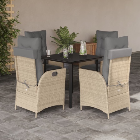 Set mobilier de grădină cu perne, 5 piese, bej, poliratan