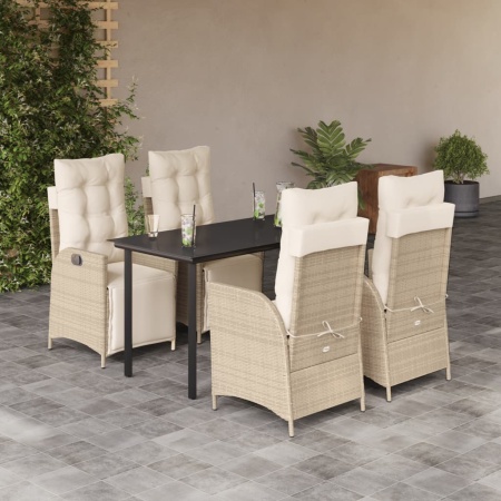 Set mobilier de grădină cu perne, 5 piese, bej, poliratan