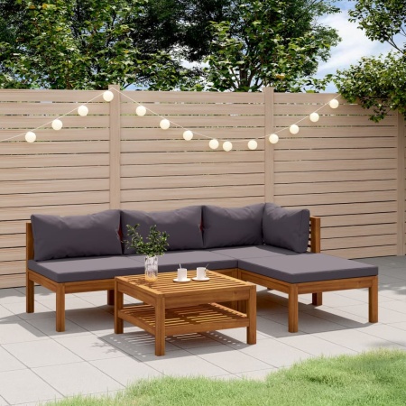 Set mobilier de grădină cu perne, 5 piese, lemn masiv acacia - Img 1