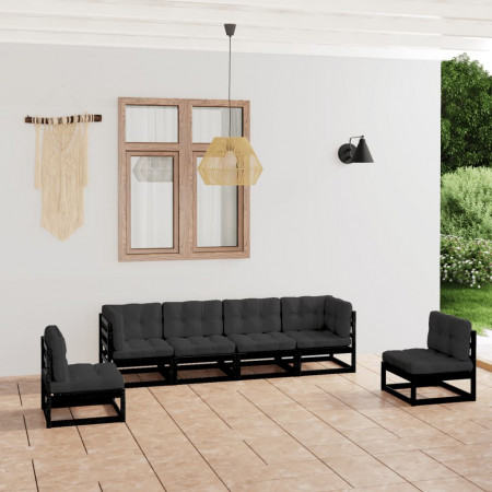 Set mobilier de grădină cu perne, 6 piese, lemn masiv de pin