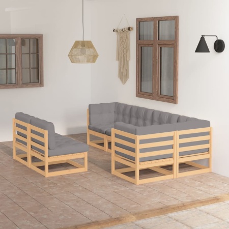 Set mobilier de grădină cu perne, 7 piese, lemn masiv de pin