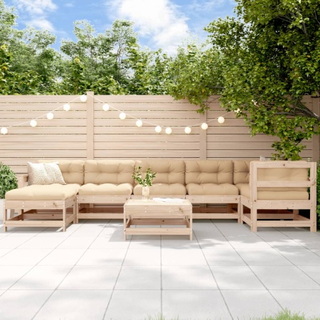 Set mobilier de grădină cu perne, 8 piese, lemn masiv