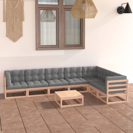 Set mobilier de grădină din 8 piese, lemn masiv de pin - Img 1