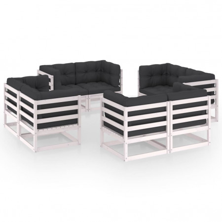 Set mobilier grădină cu perne, 8 piese, lemn masiv de pin