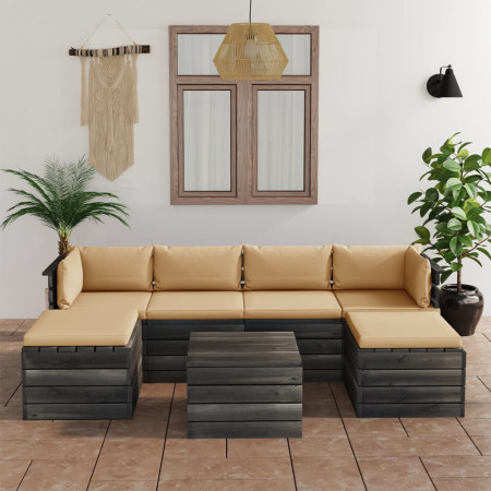 Set mobilier grădină paleți cu perne 7 piese lemn masiv pin