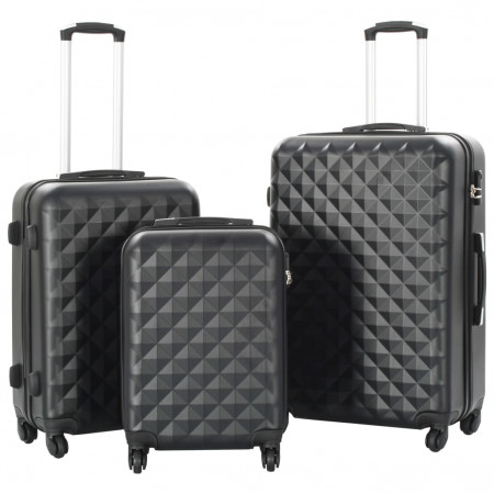 Set valiză carcasă rigidă, 3 buc., negru, ABS