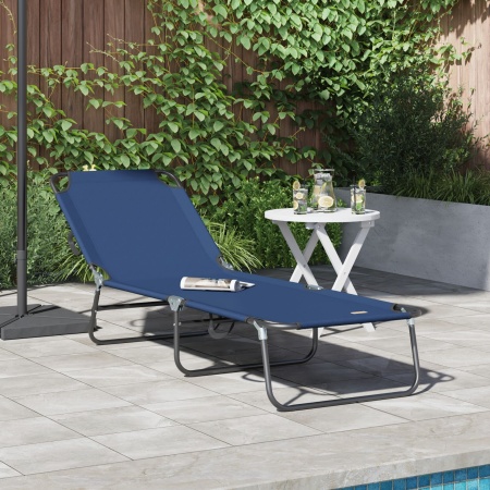 Șezlong pliabil portabil Albastru 600D Oxfor Fabric