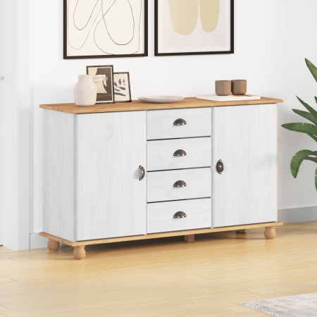 Sideboard 'ASKIM'Alb 133.5x40x79 cm Lemn Solid de Pin