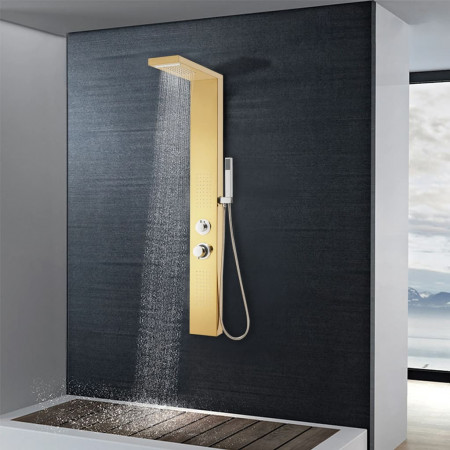Sistem panou de duș, auriu, oțel inoxidabil 201 - Img 1