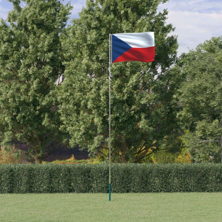 Steag Cehia și stâlp din aluminiu, 5,55 m - Img 1