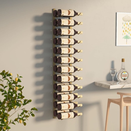 Suport sticle de vin, de perete, 24 sticle, auriu, fier