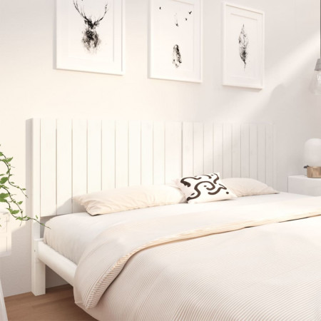 Tăblie de pat, alb, 205,5x4x100 cm, lemn masiv de pin - Img 1